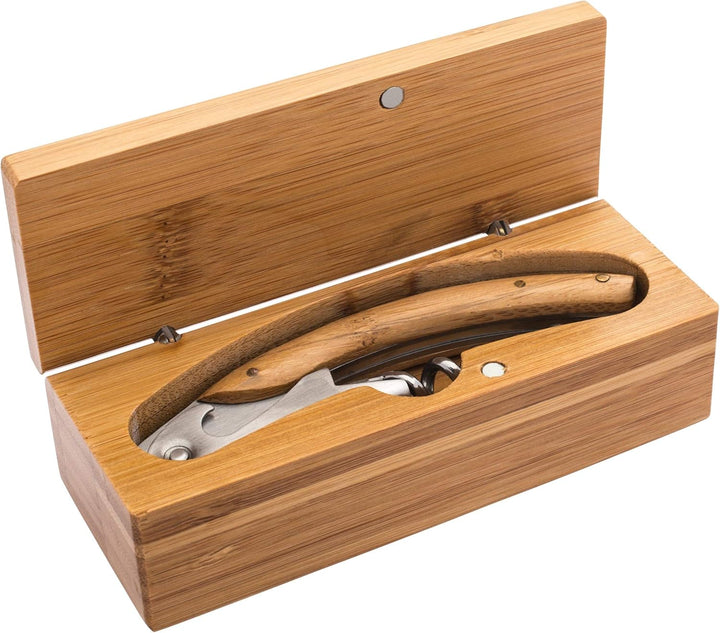 Schmalz® Bambus Kellnermesser inkl.Wunschgravur Gravur graviert Bambus Geschenkset personalisiert