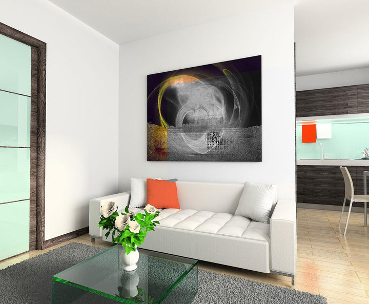 Sinus Art Abstrakt134-120x80cm SCHWARZ-Weiss Bilder - Wandbild Kunstdruck in XXL Format - Fertig Auf