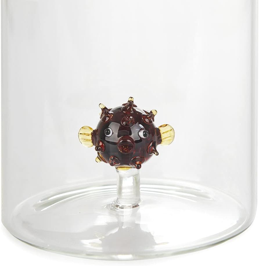 balvi Flasche Atlantis Globefish Glasflasche mit Stöpsel in Form eines Kugelfisches Borosilikatglas