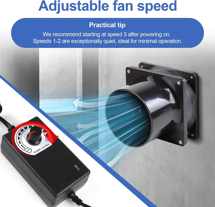CPROSP Abluftventilator 100mm mit Geschwindigkeitsregler, Rohrventilator, Rauchabzug Ventilator mit