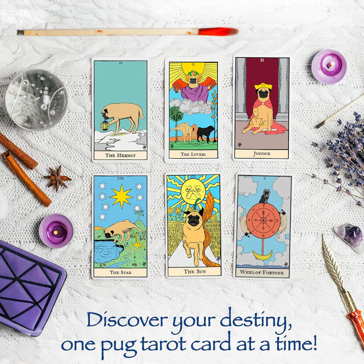 Thames & Kosmos Mops-Tarot, Tarotkarten mit lustigen Hunde-Illustrationen, einfach zu bedienendes Ta