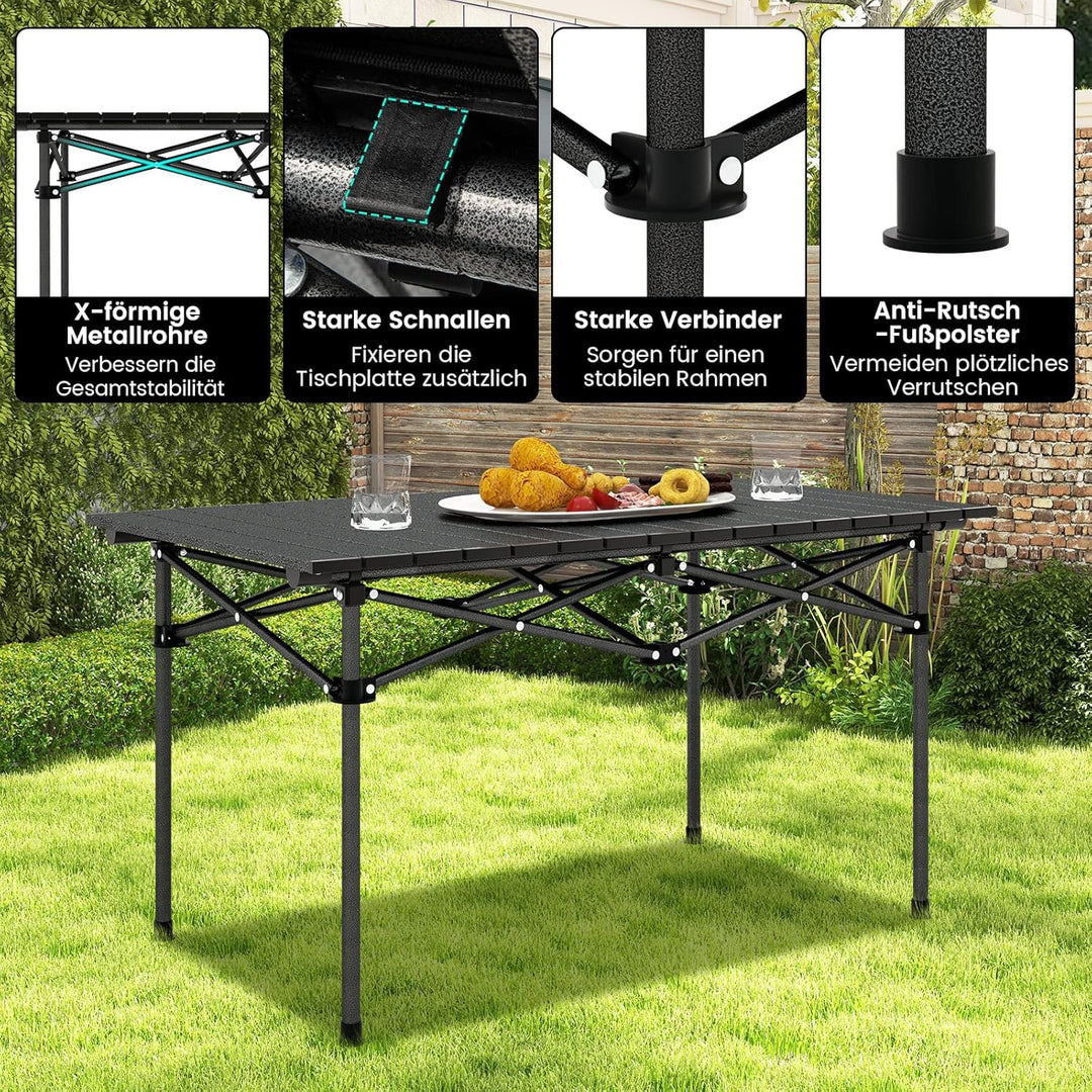 GYMAX Campingtisch Klapptisch Faltbar 95 x 55 x 50 cm Gartentisch Balkontisch Klappbar inkl. Trageta