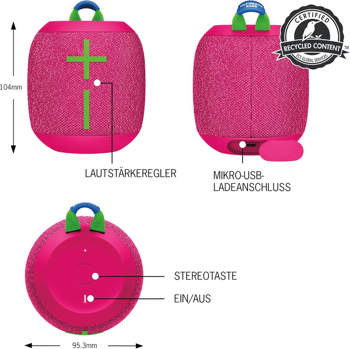 Ultimate Ears WONDERBOOM 3 Portable Bluetooth Speaker, Rich Bass 360 Degree Sound, Waterproof, Dustp