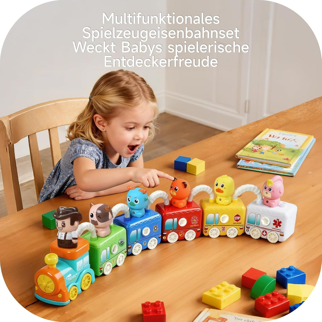 Montessori Spielzeug Zug ab 2 3 Jahre - Lernzug mit 5 Schlössern &amp; Tieren, Kinder Lernspielzeug für