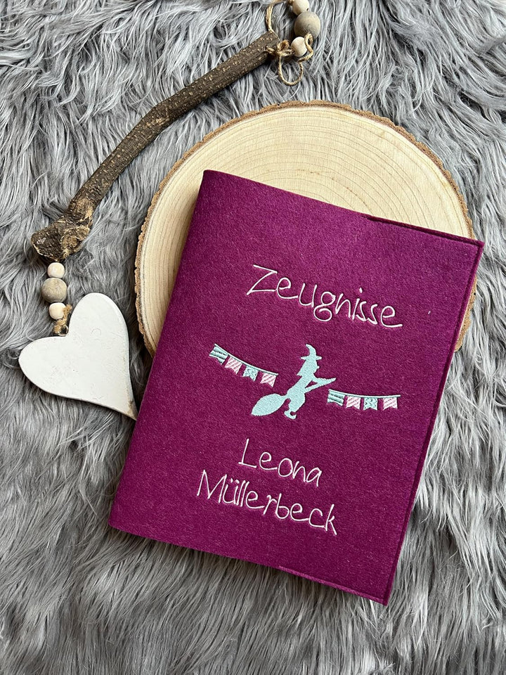 Zeugnismappe A4 aus Filz | personalisiert | hochwertig bestickt | Schulkind | Geschenk | Schulstart