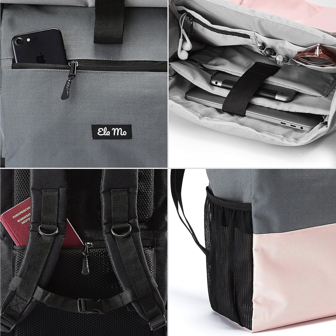 Ela Mo’s Rucksack Damen | Schön und Durchdacht | für Uni Reisen Freizeit Job | mit Laptopfach & Anti