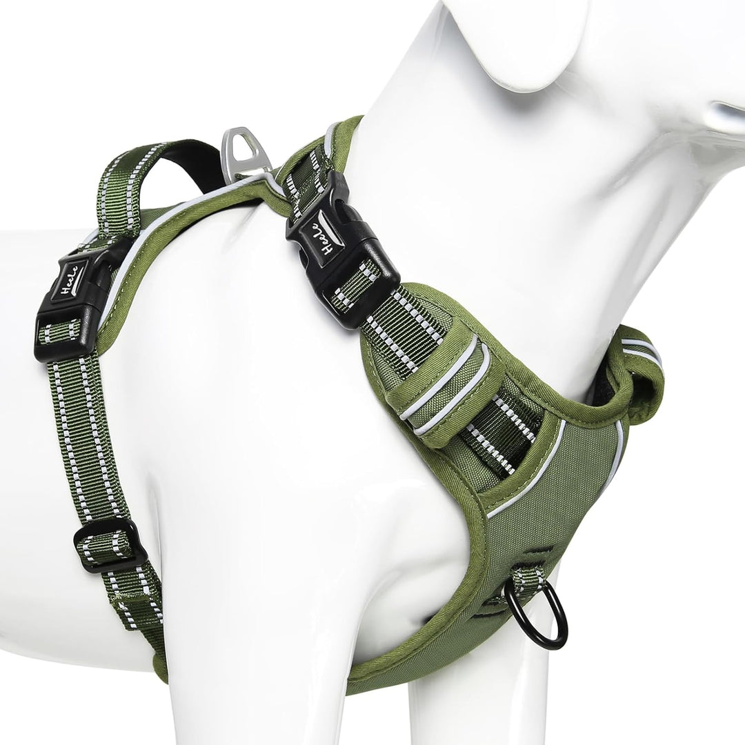 HEELE Hundegeschirr, Hundegeschirr für Grosse Hunde, Freigabe am Hals, Vorderseite Rückseite Clips H