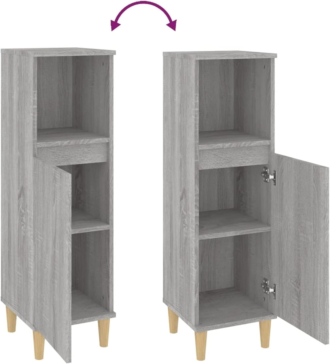 Tidyard Badezimmerschrank Mittlerer Schrank mit 1 Ablage und 2 Fächer hinter der Tür Badschrank Badr