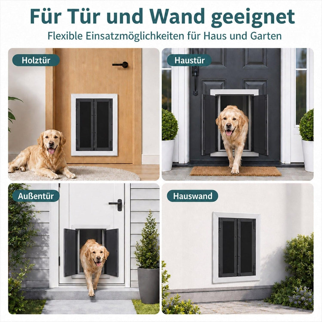 Premium-HundetüR, Aluminium-HaustiertüR Mit Paneelen, HundetüR Mit Automatisch SchliessEnden Magnetk