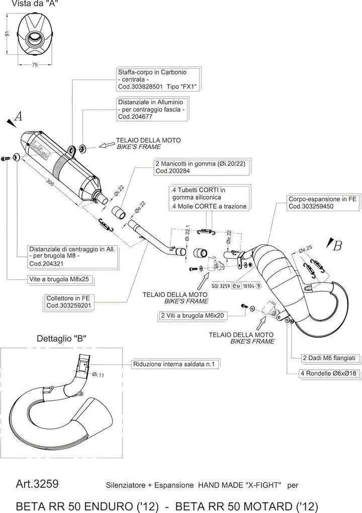 Auspuffanlage LeoVince Komplettanlage X-FIGHT, Edelstahl, mit Zulassung für Beta RR 50 Enduro bis Bj