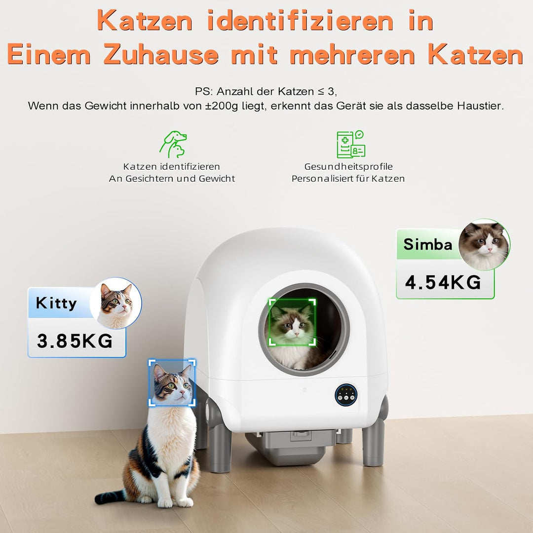 Vxacen Katzenklo Selbstreinigend, 72L Selbstreinigende Katzentoilette App-Steuerung Katzentoilette S