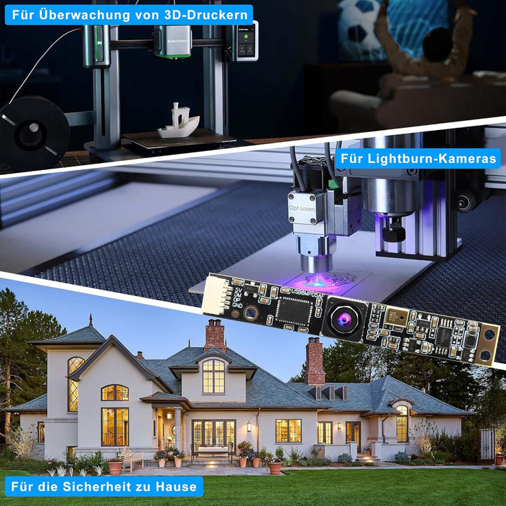 G 8MP USB Kameramodul mit Mikrofon Weitwinkel PC Kamera für Computer 4K Lightburn Kamera für Lasergr