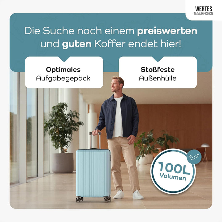 Koffer Gross 77cm - 100L - TSA Schloss Hartschalen Koffer mit Doppelrollen, Reisekoffer & Trolleys,
