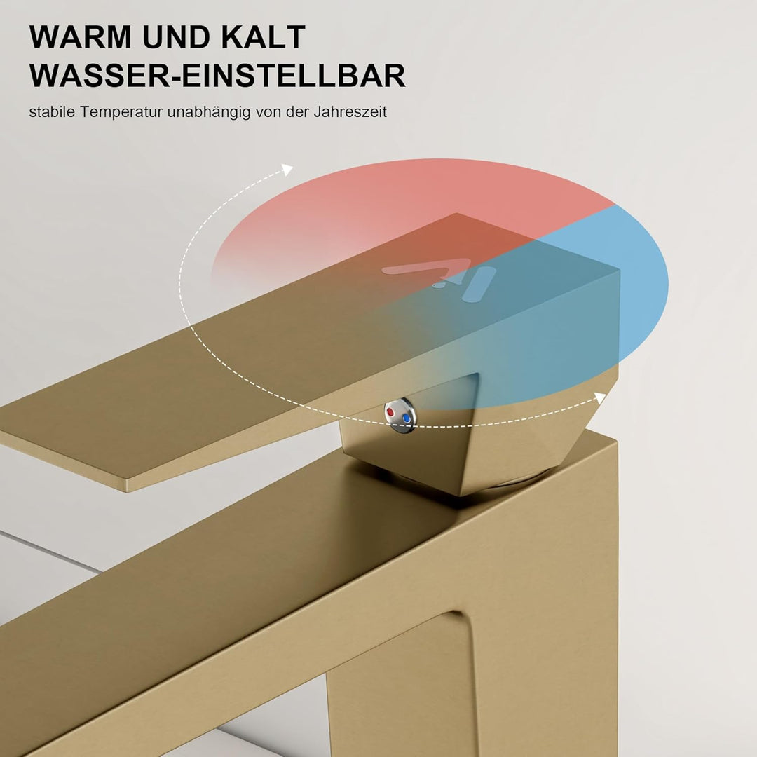 Wasserhahn Bad Einhandmischer, Anti-Spritz Waschtischarmatur Armatur, Badezimmer Sanfte Wasserstrahl