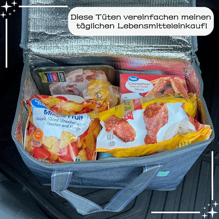 VENO 29 Liter Einkaufstasche Wiederverwendbare Faltbar Kühltasche, PP-Gewebe Gross Picknickkorb Robu
