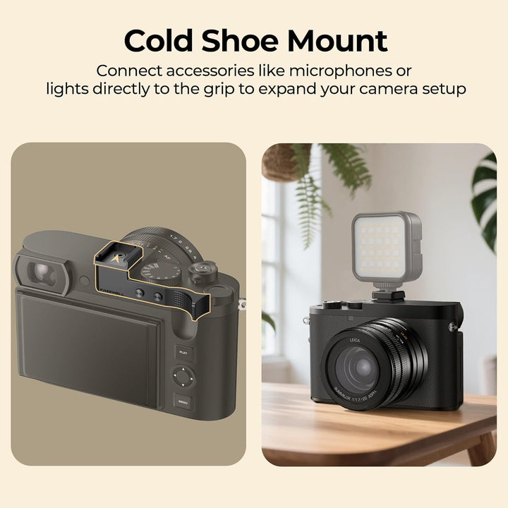 FREEWELL Daumengriff für Leica Q3 &amp; Q3 43 mit Kaltschuhhalterung, CNC Aluminium, Kratzfeste Silikonp