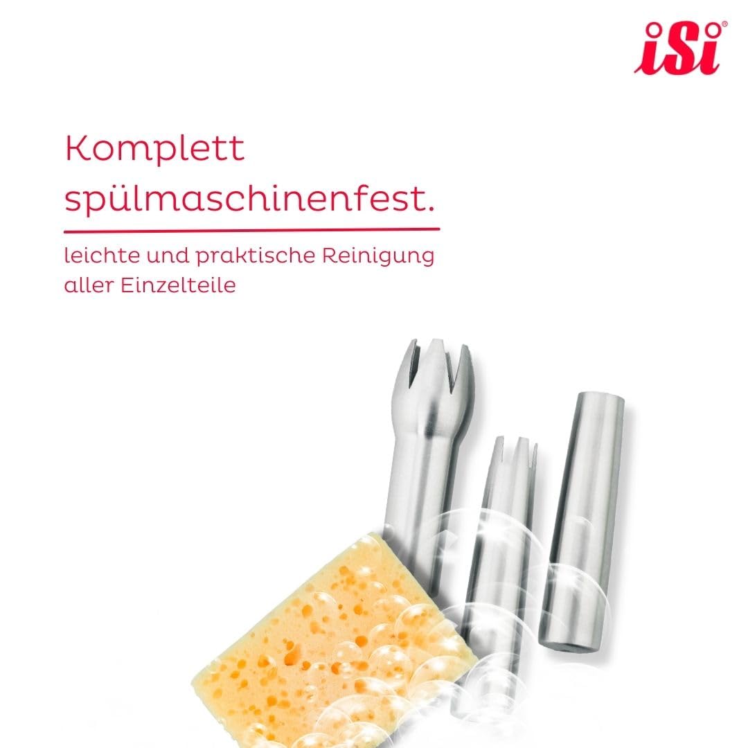 iSi - 271701 Edelstahltüllen für Sahnespender - 3er Set Spritztüllen zum Sprühen von Sahne, Cremes,