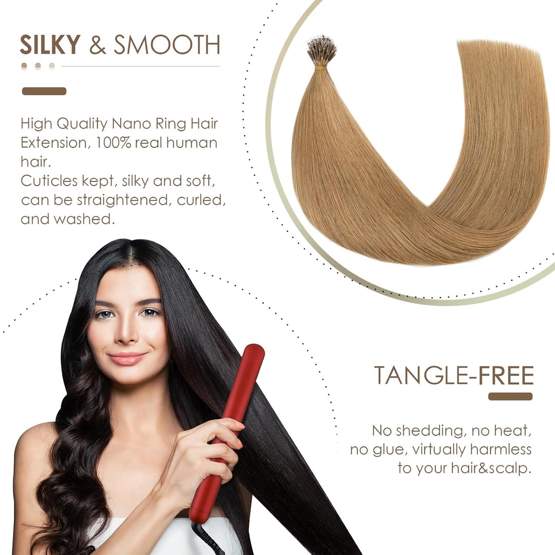 Nanoring Extensions Echthaar 1g Haarteile Echthaar Nano Haarverlängerung 7A Remy Hair Extensions 50