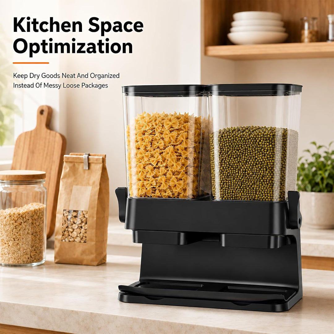 3L Grosse Müslispender mit Doppelbehälter, Cornflakes Spender aus ABS+PS, Cornflakes Behälter mit De
