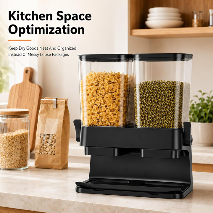 3L Grosse Müslispender mit Doppelbehälter, Cornflakes Spender aus ABS+PS, Cornflakes Behälter mit De