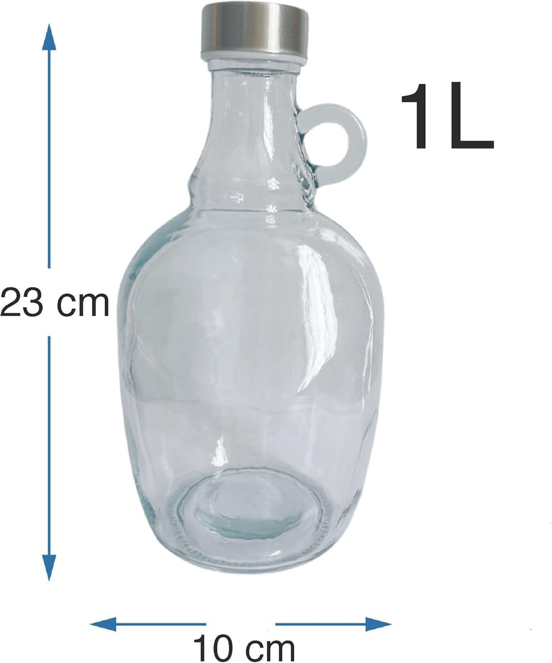 lilawelt24 1L Gärballon mit rundem Griff Rundgriff Flasche +Gummistopfen + Gärröhrchen Set Set Weinb
