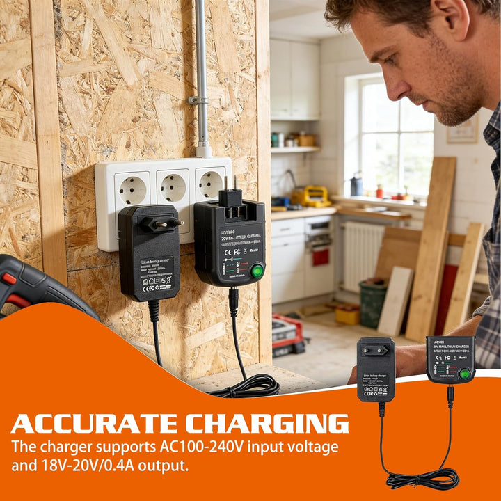 18V/20V Ladegerät Kompatibel mit Black & Decker 18V Ladegerät für Black und Decker Akku Lithium-Ione