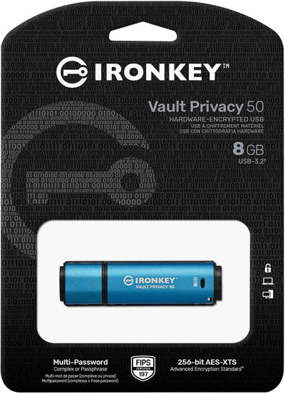 Kingston IronKey Vault Privacy 50 FIPS 197-zertifizierter und mit XTS-AES 256-Bit verschlüsselter US