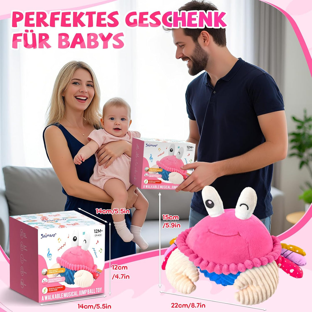 Krabbe Baby Spielzeug 6 7 8 9 10 12 Monate, Musikalische Krabbelspielzeug, Crawling Crab Tummy Time