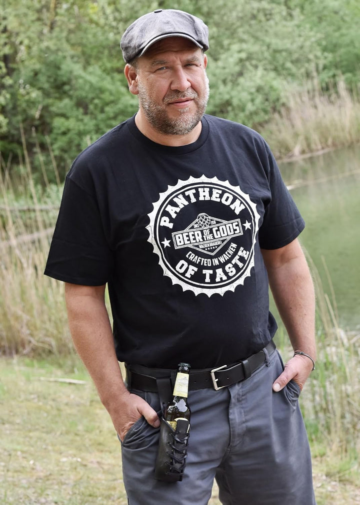 WACKEN BRAUEREI Bierflaschenhalter aus Leder mit geprägtem Logo/Bier-Holster/Flaschenhalter/Dosenhal