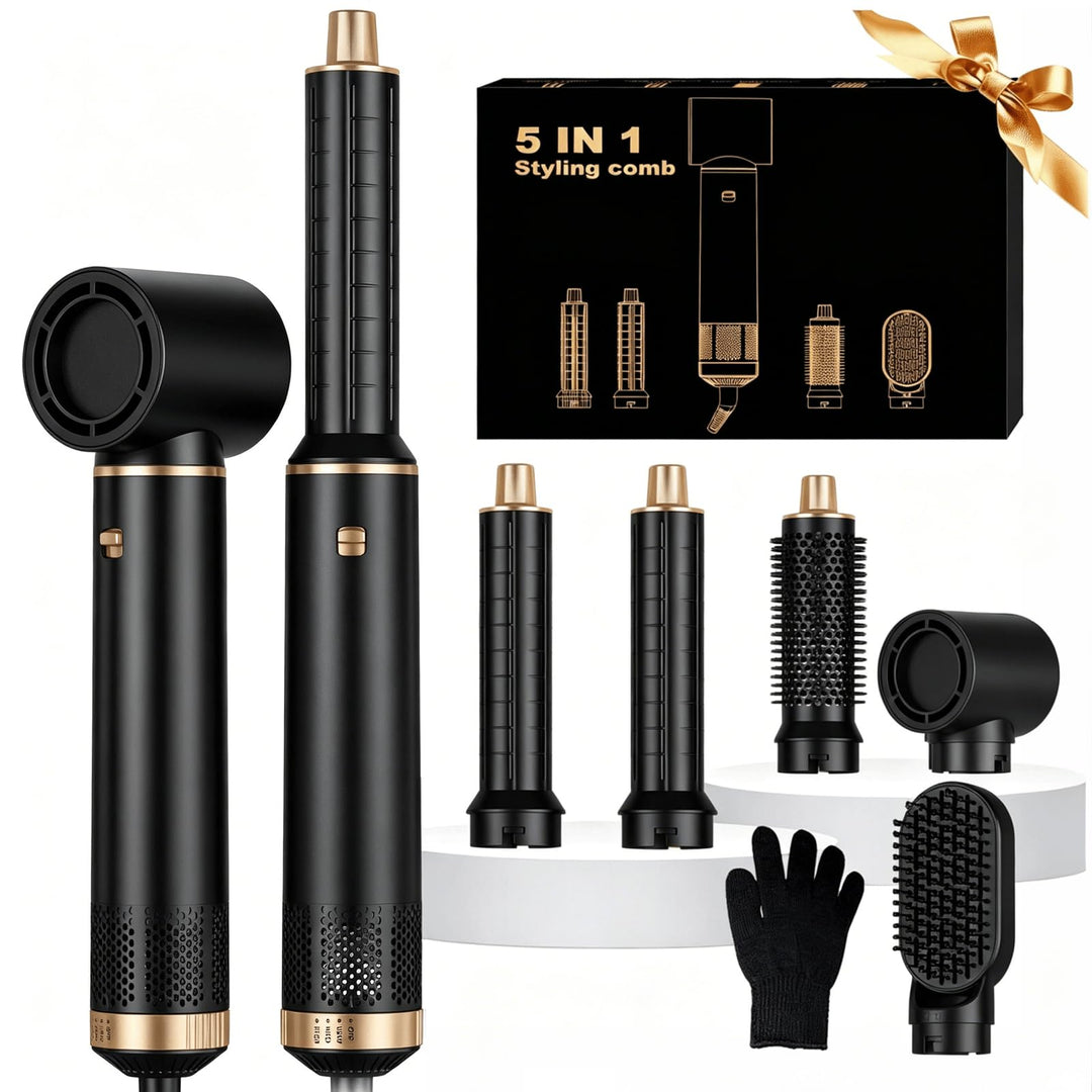 UKLISS Hairstyler 5 in 1 Haarstyler Pro Air Styler Set - 1000w Rundbürstenföhn zum Trocknen und Styl