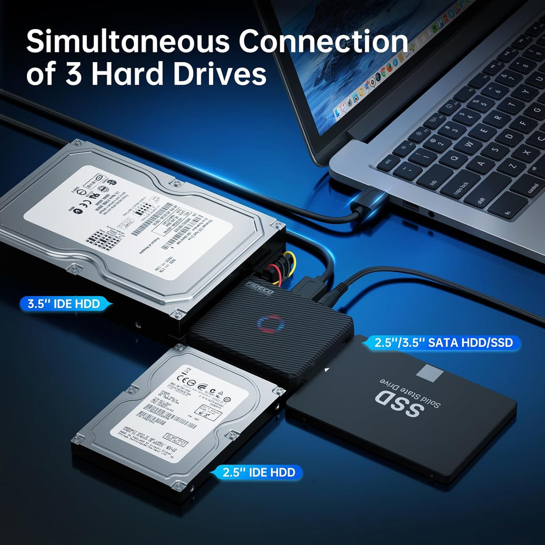 FIDECO USB 3.0 zu SATA und IDE Adapter, IDE und SATA Adapter, Festplatten Konverter für 2,5 und 3,5