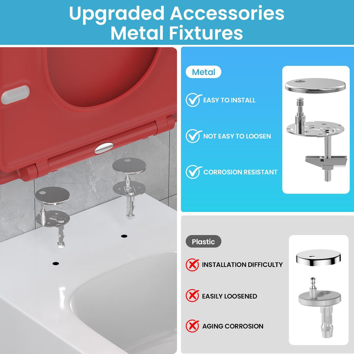 WC Sitz mit Absenkautomatik Q-Form Eckig aus Duroplast, Rot, Rot