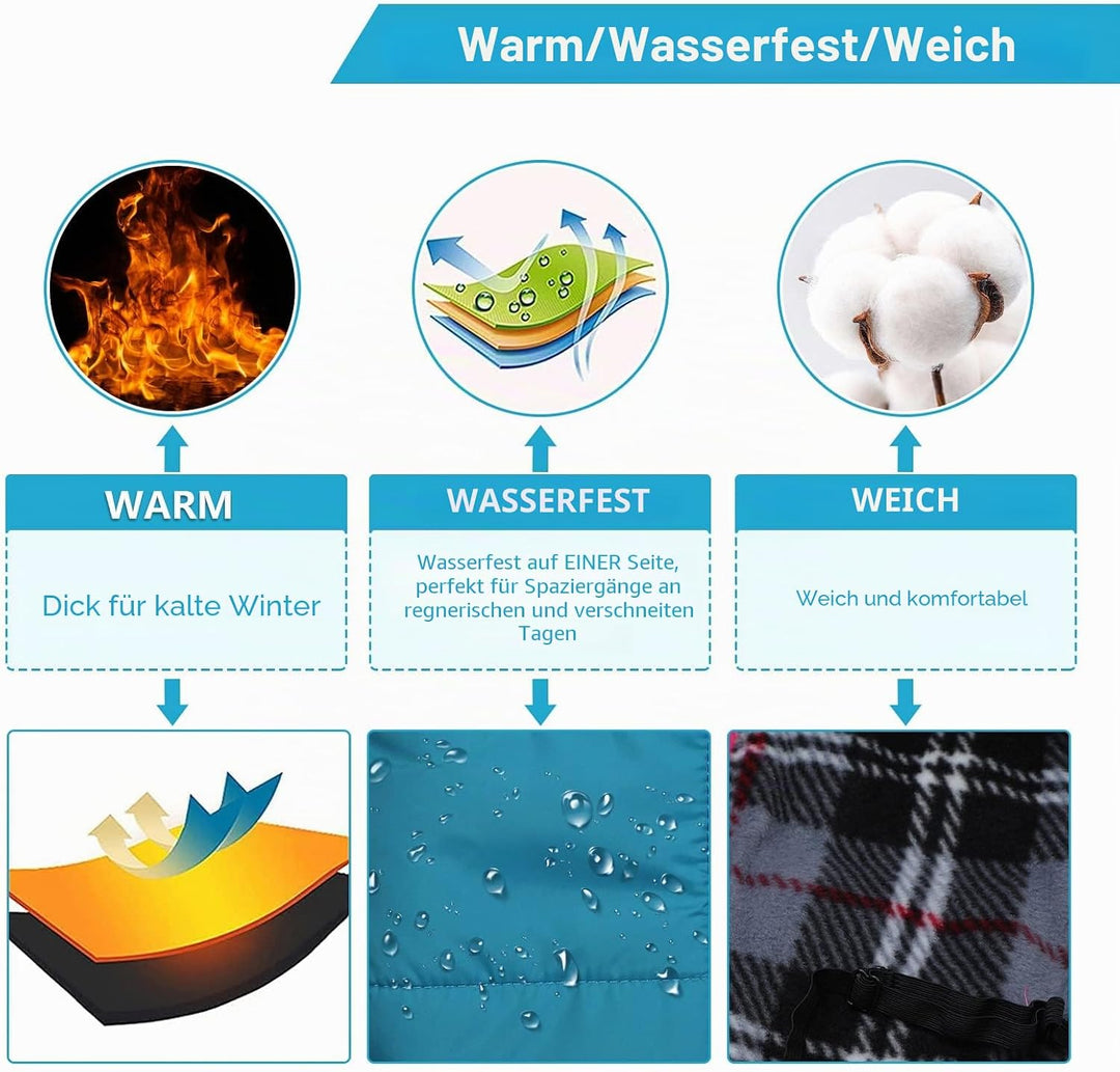 Pethiy -Super Warm Hunde wintermäntel mit Geschirr, Hundejacke mit Innenfleece, Wasserdichte Kleine