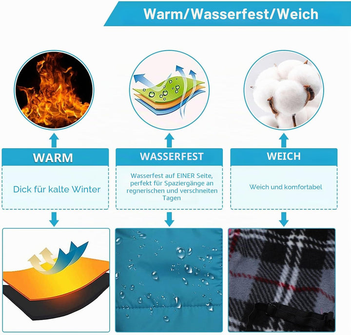 Pethiy -Super Warm Hunde wintermäntel mit Geschirr, Hundejacke mit Innenfleece, Wasserdichte Kleine