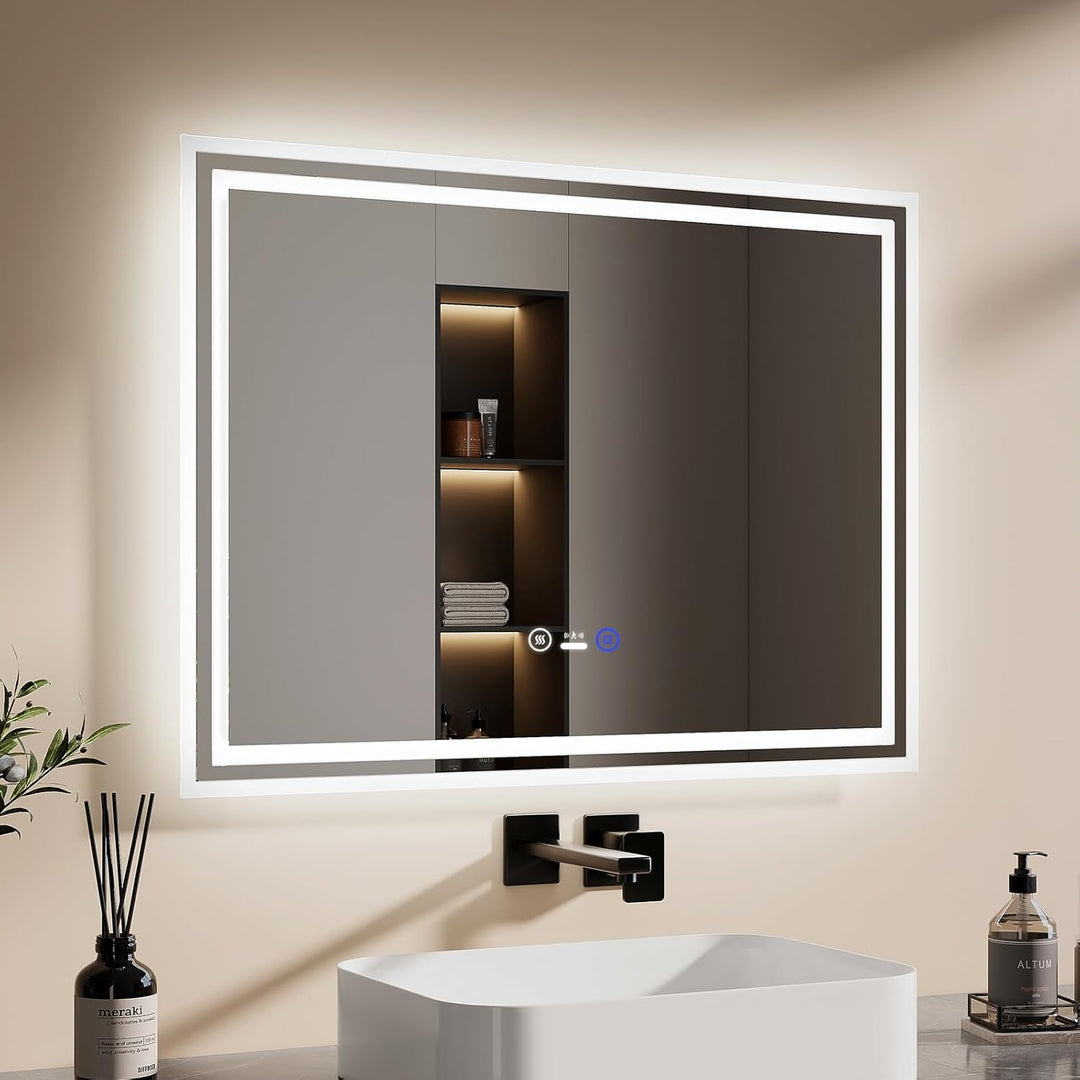 EMKE Sensor Spiegel mit Beleuchtung 80x60cm LED Badspiegel mit Bewegungssensor, Touch, Beschlagfrei,