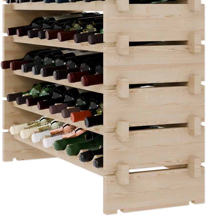 Lenmar RW-STK Weinregal aus Holz, 48-60 Flaschen Kapazität, 6 Ebenen, Farbe Beige, ideal für den Kel