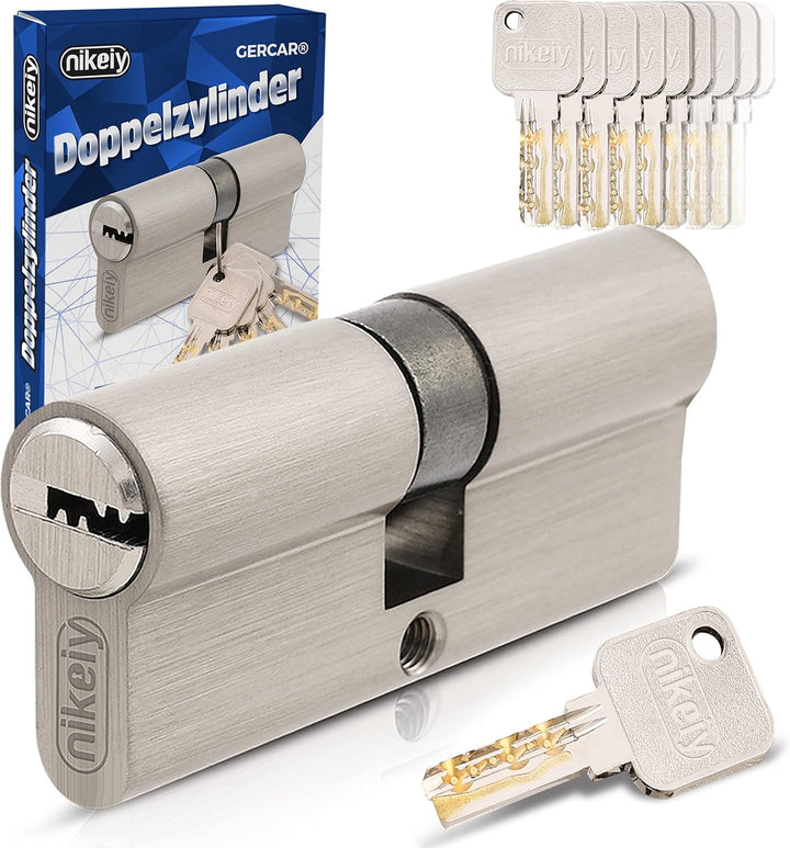 GERCAR Pro Gleichschliessend 1x Schliesszylinder 30/30 Set 1 Profilzylinder inkl. 5 Schlüssel - 60 m