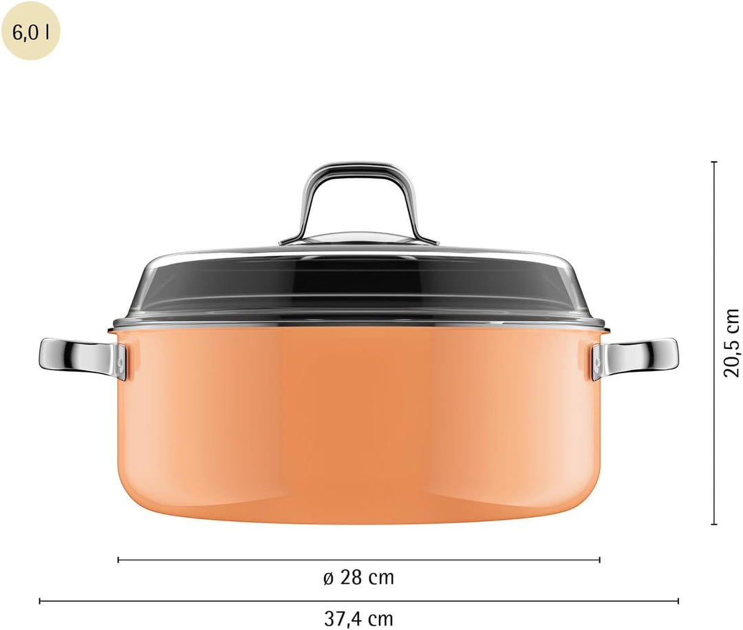 WMF Fusiontec Mineral Pro, Schmortopf mit Deckel, 28 cm, langlebiges, kratzfestes Material, Bräter m