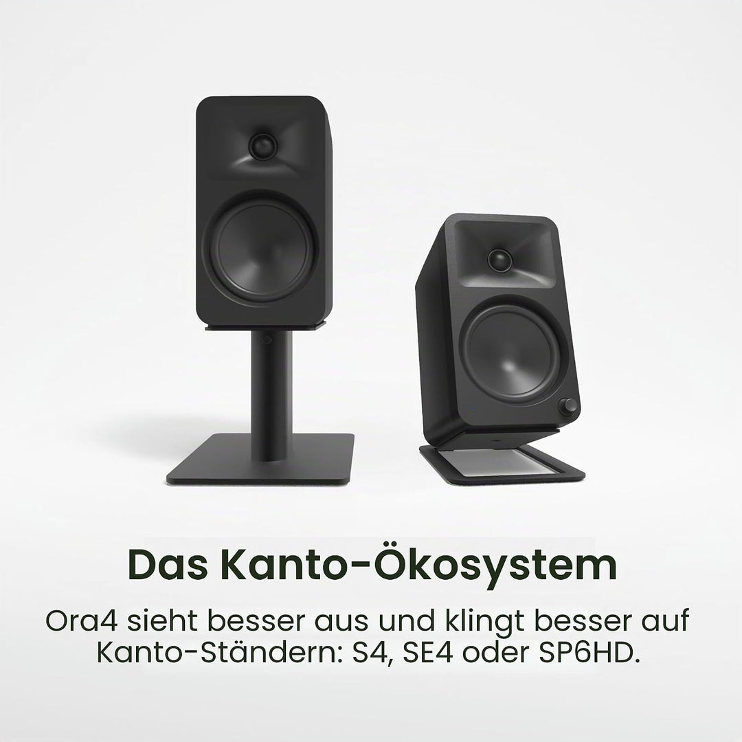 Kanto ORA4 140W Powered Reference Speakers with Bluetooth 5.0 and USB-C Input | 4” Woofers | Bi-Ampl