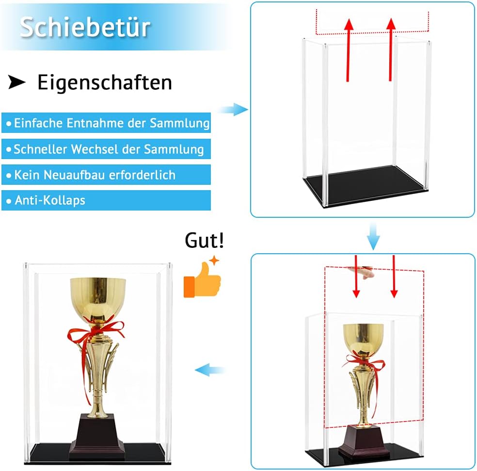 Tingacraft Acryl Vitrine Gross (28,5 x 18,5 x 40 cm) Schaukasten für Figur 28,5x18,5x40 cm, 28,5x18,