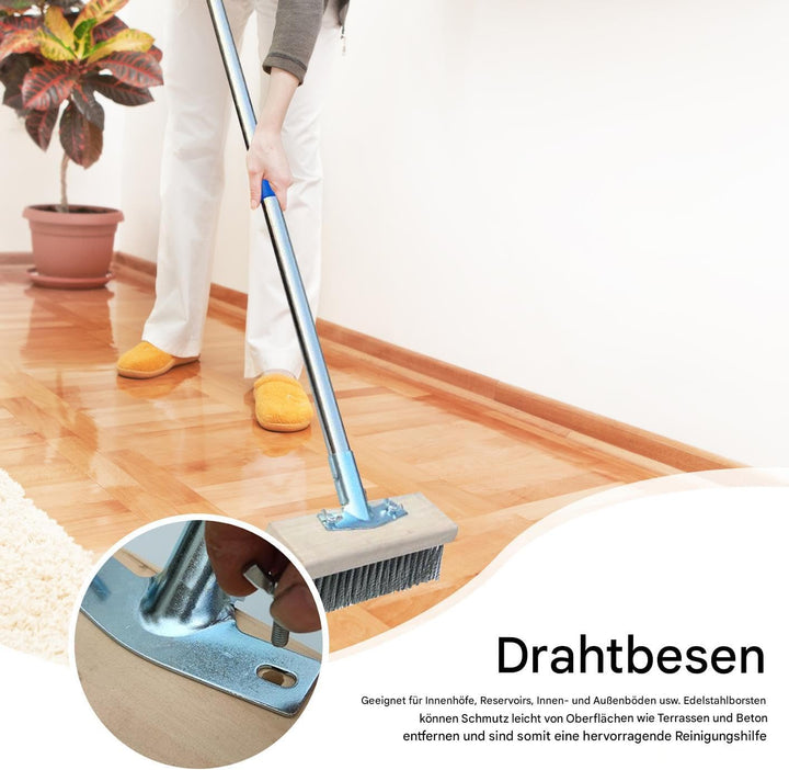 Betonbürste, Betonwäsche | Deck -Peelingbürste mit langem Griff - Patio -Schrubber, Aussenerentferne