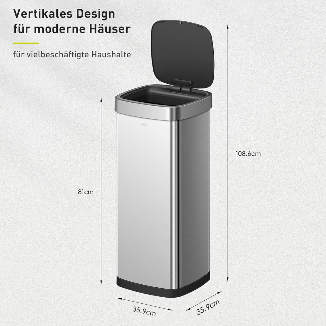 EKO EcoSmart 80L Sensor Mülleimer, grosser hoher automatischer Abfalleimer, Soft-Close Deckel, finge