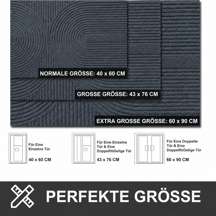 Fussmatte 60x90 cm Innen und Aussen - rutschfeste Schmutzfangmatte - Waschbar Fussmatte, Wasserdicht