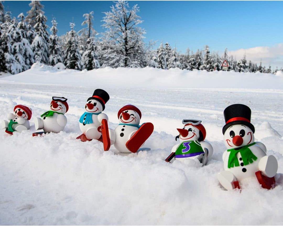 Seiffener Volkskunst | Deko Räuchermännchen | Cool-Man Räuchermann 9 cm | Schneemann | Original Erzg