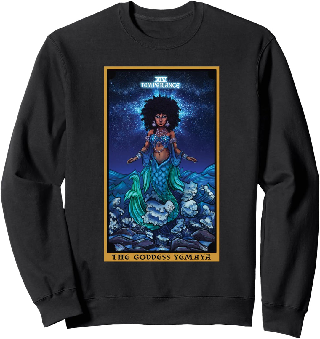 Tarotkarte mit der Göttin Yemaya Temperance Wicca afrikanische Hexe Sweatshirt