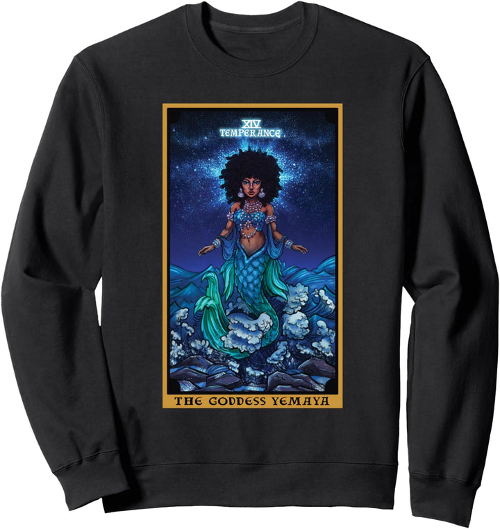 Tarotkarte mit der Göttin Yemaya Temperance Wicca afrikanische Hexe Sweatshirt
