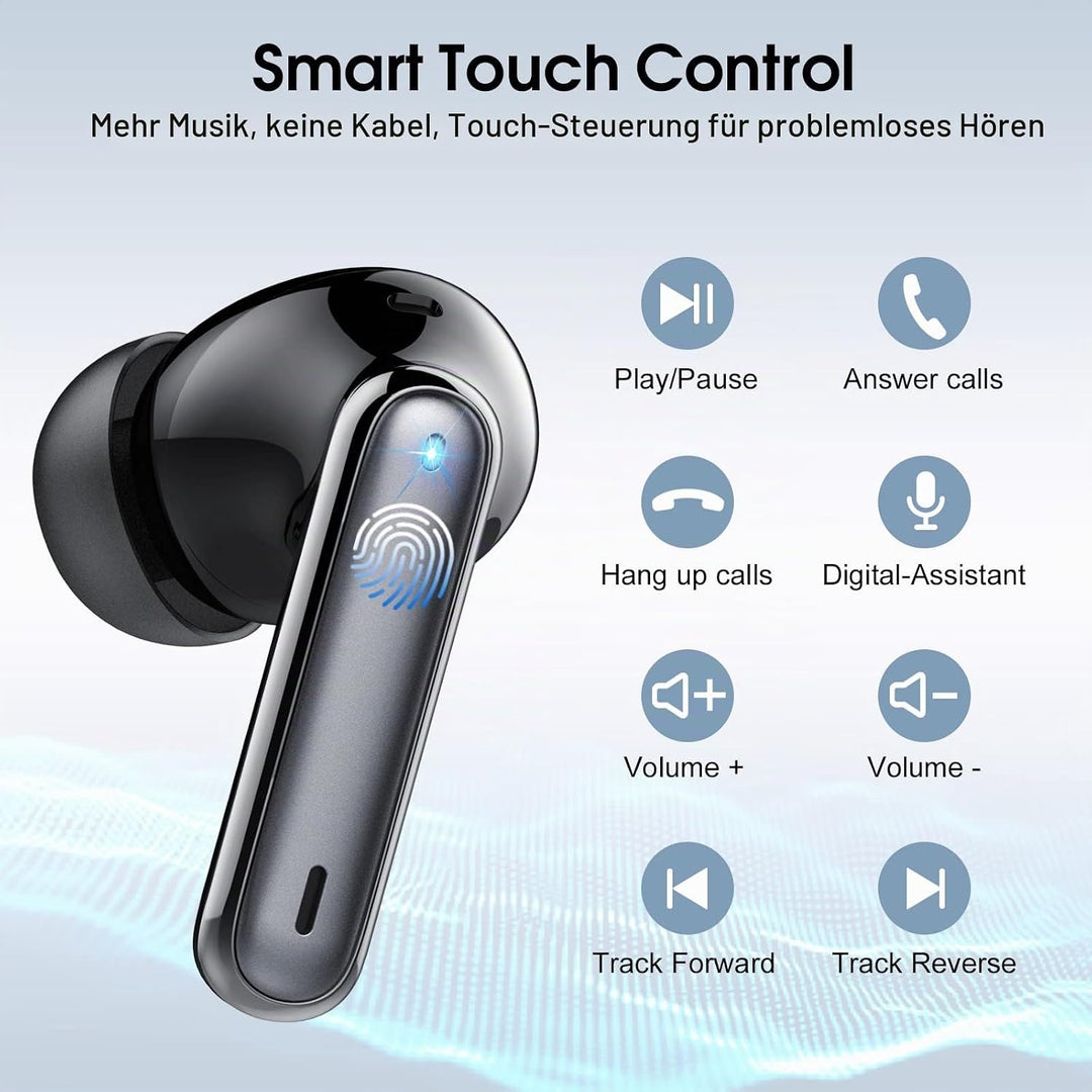 Csasan Bluetooth Kopfhörer, Kabellos Bluetooth 5.3 Deep Bass mit 4 ENC Mic, 40Std Spielzeit Touch Co