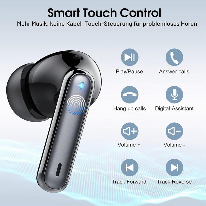Csasan Bluetooth Kopfhörer, Kabellos Bluetooth 5.3 Deep Bass mit 4 ENC Mic, 40Std Spielzeit Touch Co