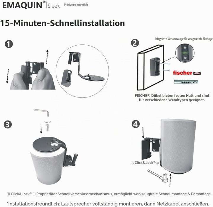 EMAQUIN Wandhalterung Paar(2 Stück) für Sonos Era 100 Lautsprecher(Schwenkbar und neigbar,kompatibel