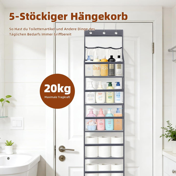 Mittimiya Tür Organizer Hängend mit 5 Fächern, Faltbar und Platzsparend Transparent Hängeorganizer B